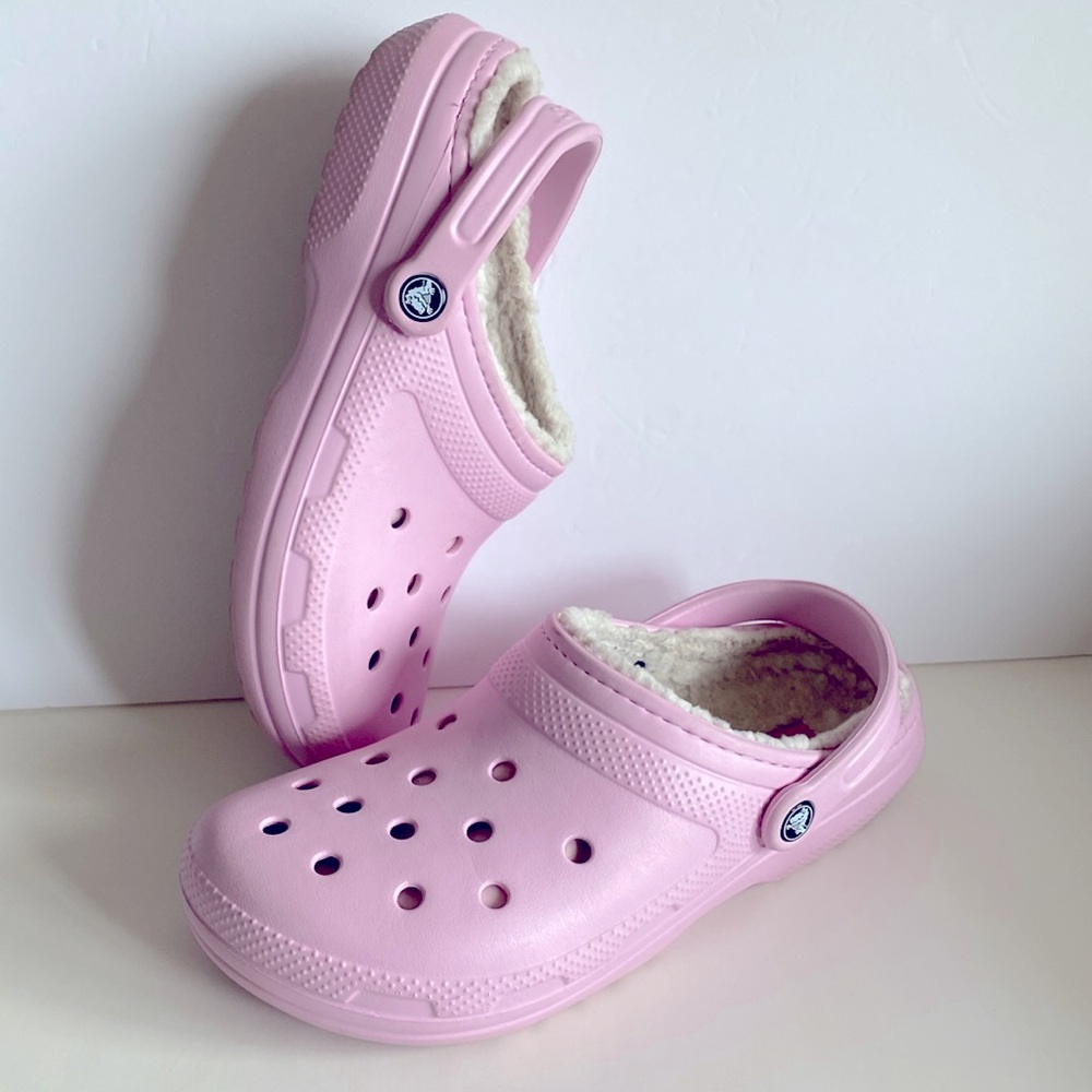 CROCS Classic Faux Fur Lined Pink Clogs Casual Comfort Slip On Shoes Women 10